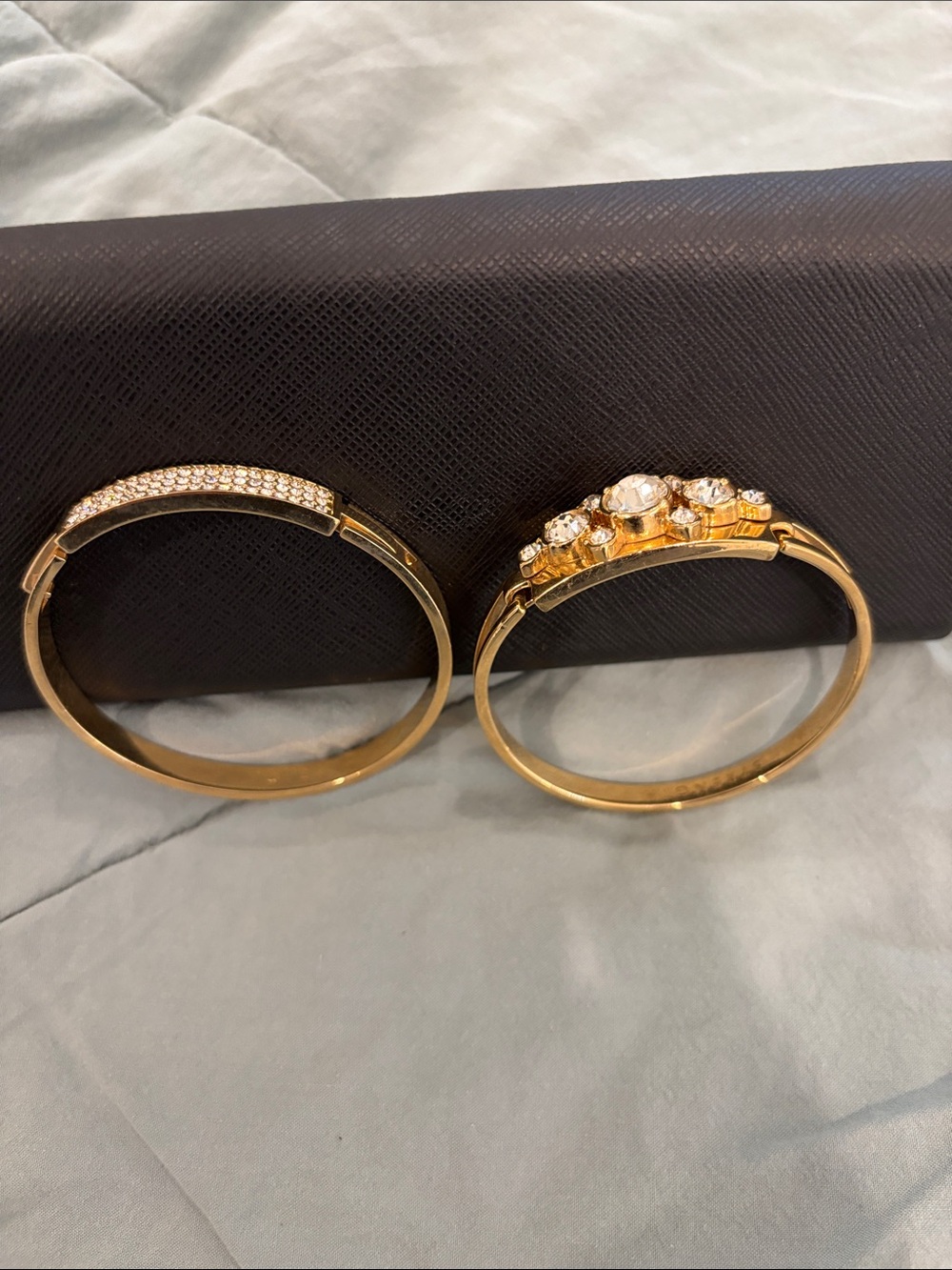 Ann Taylor Gold Crystal Accent Hinged Bangle Bracelet - Women Jewelry